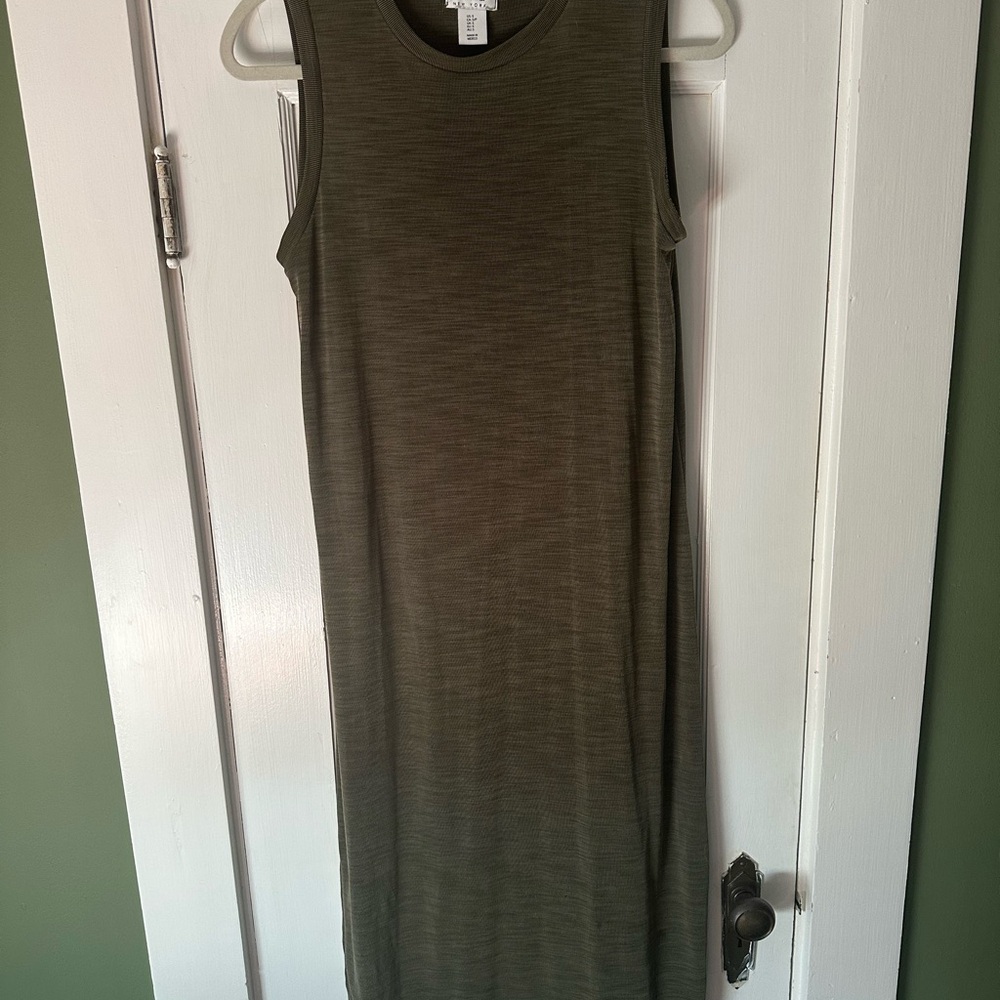 Nicole Miller Olive Green Sleeveless Maxi Dress